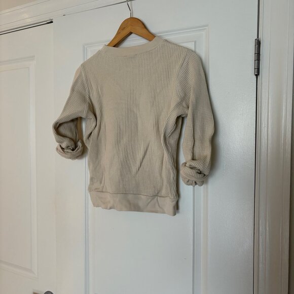 J. Crew Waffle Knit Thermal Long Sleeved Shirt in Cream - Picture 2 of 3